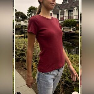 Brandy Melville Burgundy Short Sleeve Tee